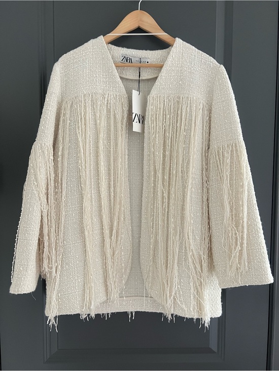 Zara Sweaters - NEW Zara Structured Fringe Tweed  Jacket Blazer Medium